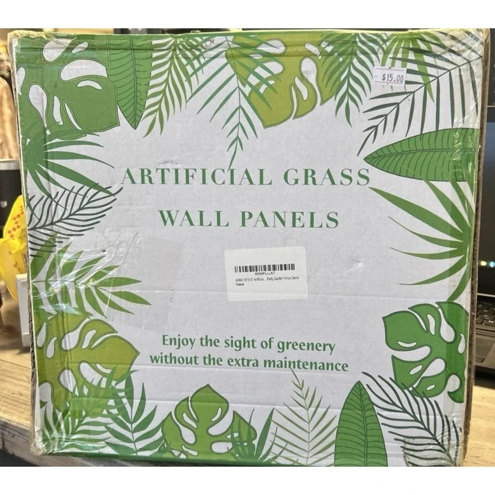 Artificial Grass Wall Panel 10x10in UV-Resistant Faux Boxwood Privacy Decor